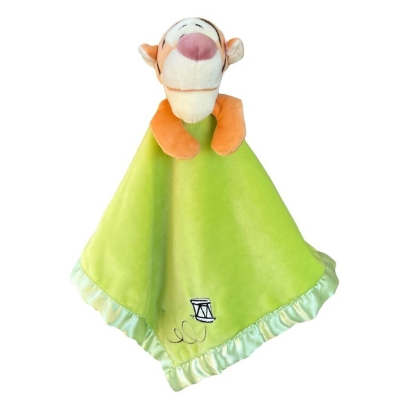 Disney Winnie The Pooh Tigger Green Minky Lovey Satin Trim Plush Soother GUC - Picture 2 of 11